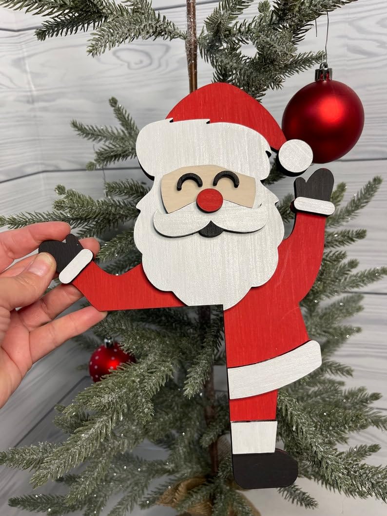 Sanmtang 2024 Christmas Door Topper Holiday Home Decor Funny Snowman Santa Claus Top Door Frame Corner Sign Decorations  Windows Walls DIY Craft for Christmas Party Ornament (Santa Claus 2) - Image 2