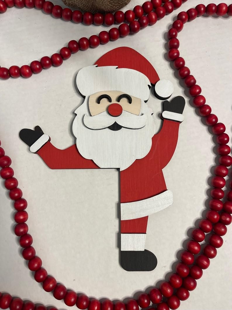 Sanmtang 2024 Christmas Door Topper Holiday Home Decor Funny Snowman Santa Claus Top Door Frame Corner Sign Decorations  Windows Walls DIY Craft for Christmas Party Ornament (Santa Claus 2) - Image 4