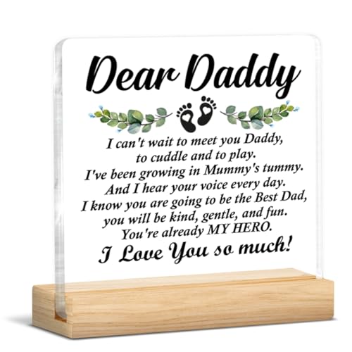 YGBF New Dad Daddy to Be Gifts for First Time Dad, Pregnancy Baby Announcement Gifts for Husband First Fathers Day New Dad Clear Acrylic Desk Decorative Sign - Image 1