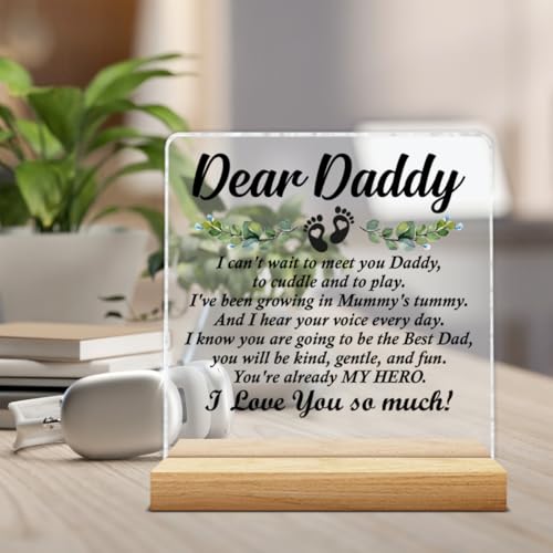YGBF New Dad Daddy to Be Gifts for First Time Dad, Pregnancy Baby Announcement Gifts for Husband First Fathers Day New Dad Clear Acrylic Desk Decorative Sign - Image 5