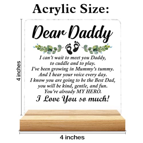 YGBF New Dad Daddy to Be Gifts for First Time Dad, Pregnancy Baby Announcement Gifts for Husband First Fathers Day New Dad Clear Acrylic Desk Decorative Sign - Image 2