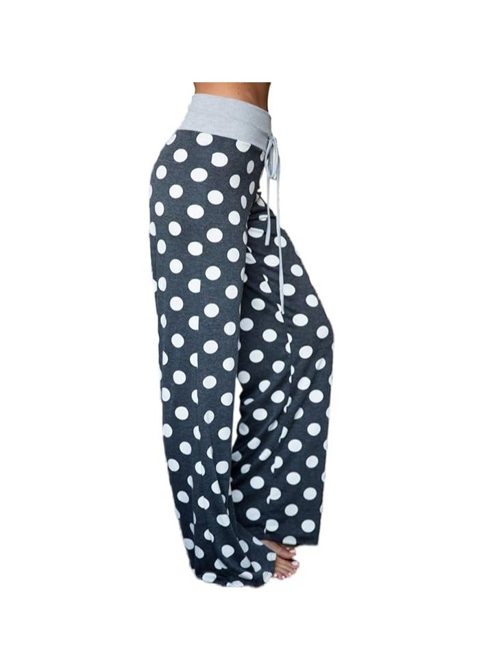 iChunhua Women's Comfy Stretch Floral Print Drawstring Palazzo Wide Leg Lounge Pant  - Image 1