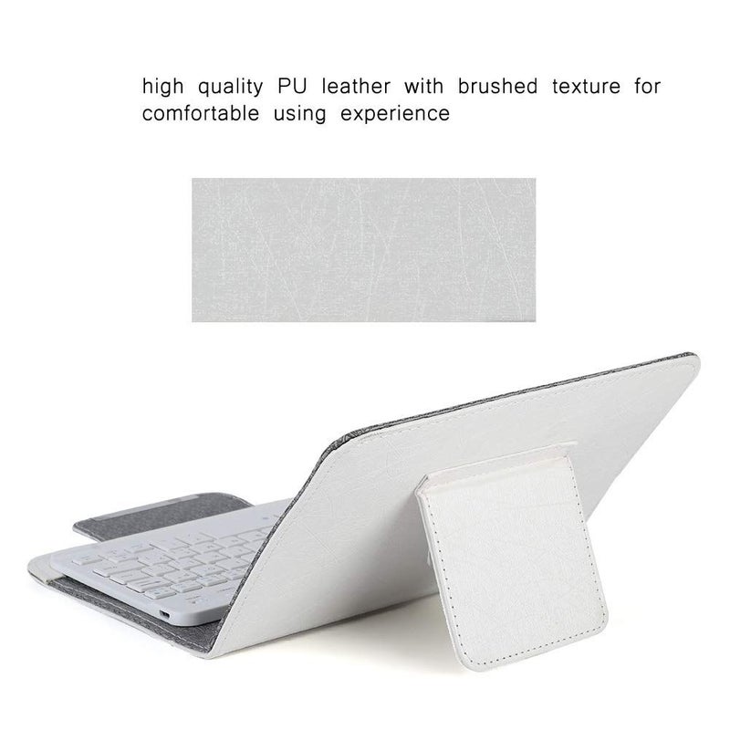 Bluetooth Keyboard Case PU Leather Protective Cover With Bracket For 7 Inch Tablet And Mobile Phone White - Image 4