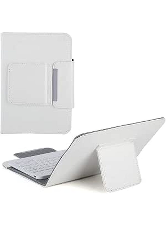Bluetooth Keyboard Case PU Leather Protective Cover With Bracket For 7 Inch Tablet And Mobile Phone White - Image 1