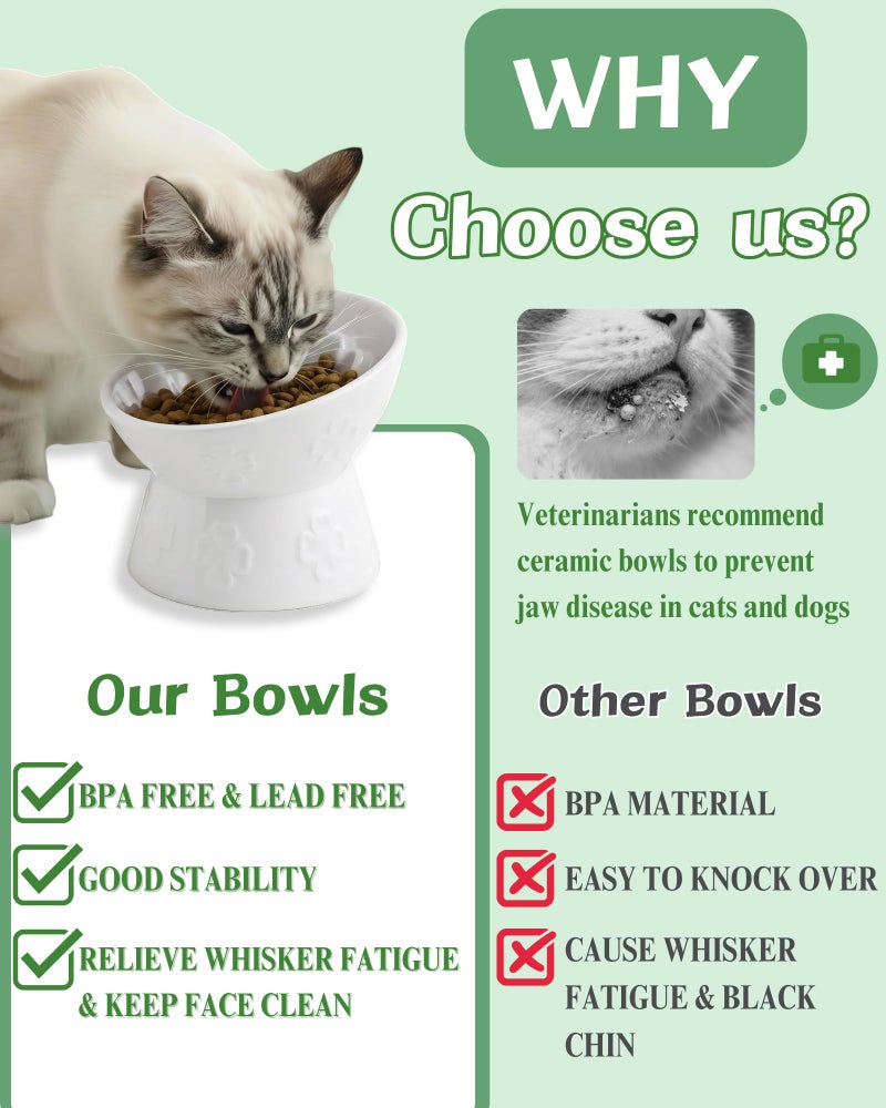 TRUVIC Ceramic Slow Feeder Cat Bowl, 15Â° Tilted Elevated Cat Slow Eating Bowl for Neck Protection, Anti Vomiting Dog Slow Feeder, Whisker Friendly & No Black Chin for Cats and Small Dogs, White - Image 5
