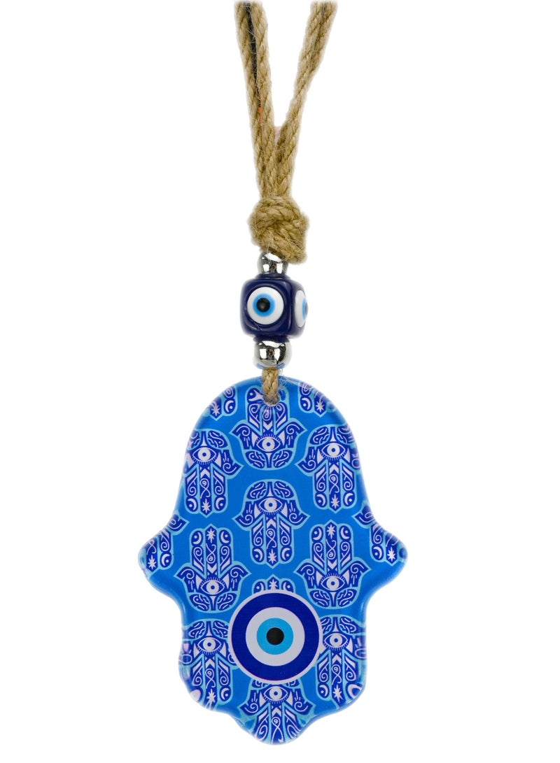 Turkish Blue Evil Eye Hamsa Wall Hanging, Car Hanging Accessories, Home Decorative Accessories, Evil Eye Accessories for Home, Accessories for Office Table, Car Protection Accessories