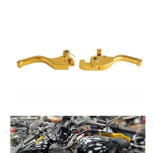 FVMOTO 3 Finger 59 CNC Shorty Hand Control Lever Kit Brake Clutch Levers Fit for Harley Touring Road Glide CVO FLTRXSE FLTRXSTSE FLTRX 20242025Gold - Image 1