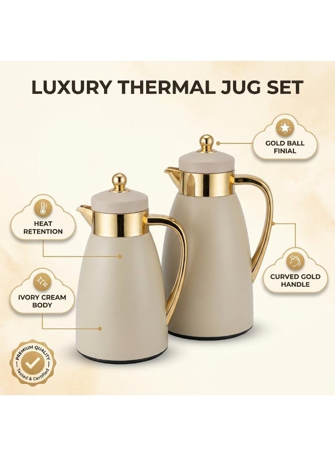 Lavin Luxury Flask Set 0.7ML+1L/ Arabic Fashion Coffee (Kawa) & Tea Thermos / ABS Body / Premium Glass Inner / Hot&Cold / HB - Image 5