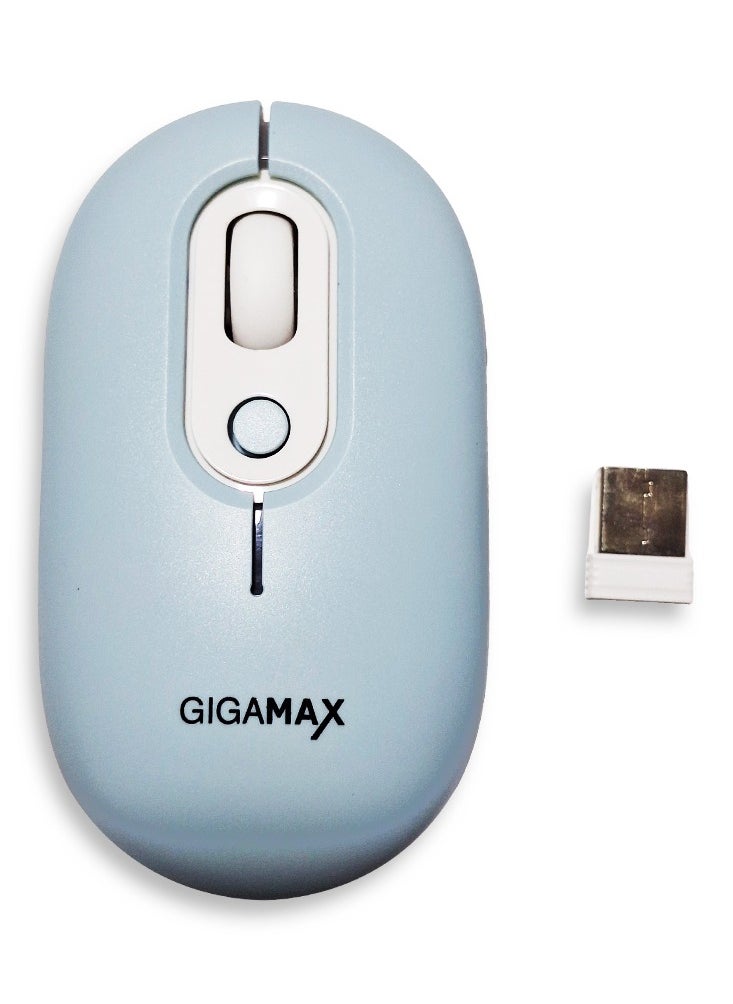 Gigamax - Wireless Desk office Mouse, G-1300, 1600 DPI Wired/Wireless Functional Mouse with 3 Modes Connectivity, Bluetooth and 2.4G Wireless, 4 Macro Buttons, Long Lasting Rechargeable Battery Capacity and for PC/Mac/Laptop , Blue - Image 1