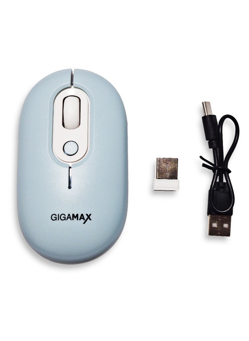 Gigamax - Wireless Desk office Mouse, G-1300, 1600 DPI Wired/Wireless Functional Mouse with 3 Modes Connectivity, Bluetooth and 2.4G Wireless, 4 Macro Buttons, Long Lasting Rechargeable Battery Capacity and for PC/Mac/Laptop , Blue - Image 1