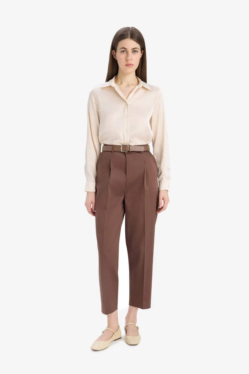 DeFacto Carrot Fit Ankle Length With Pockets Satin Trousers
