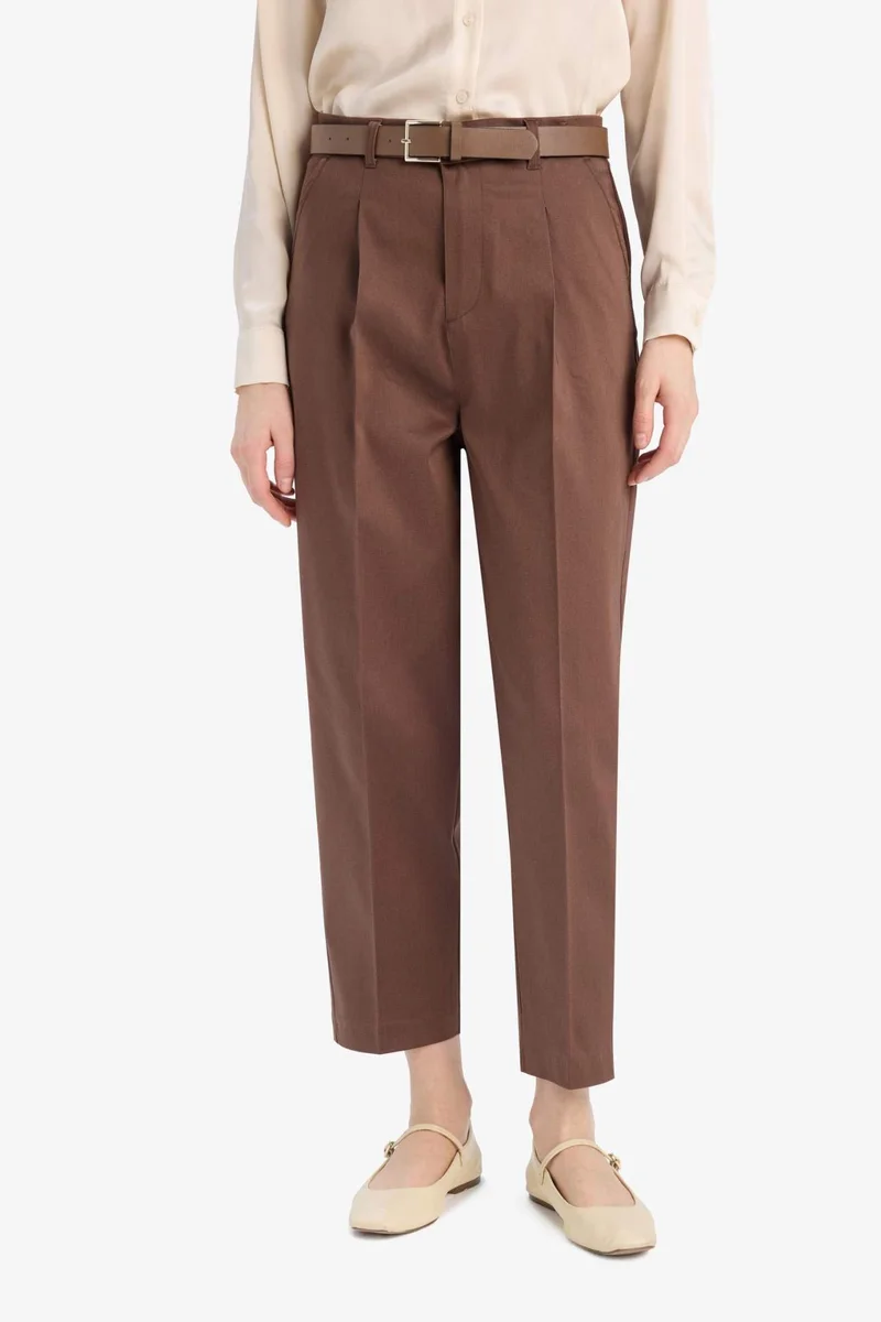 DeFacto Carrot Fit Ankle Length With Pockets Satin Trousers