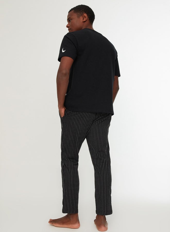 trendyol Black Printed Regular Fit Knitted Pajama Set - Image 5