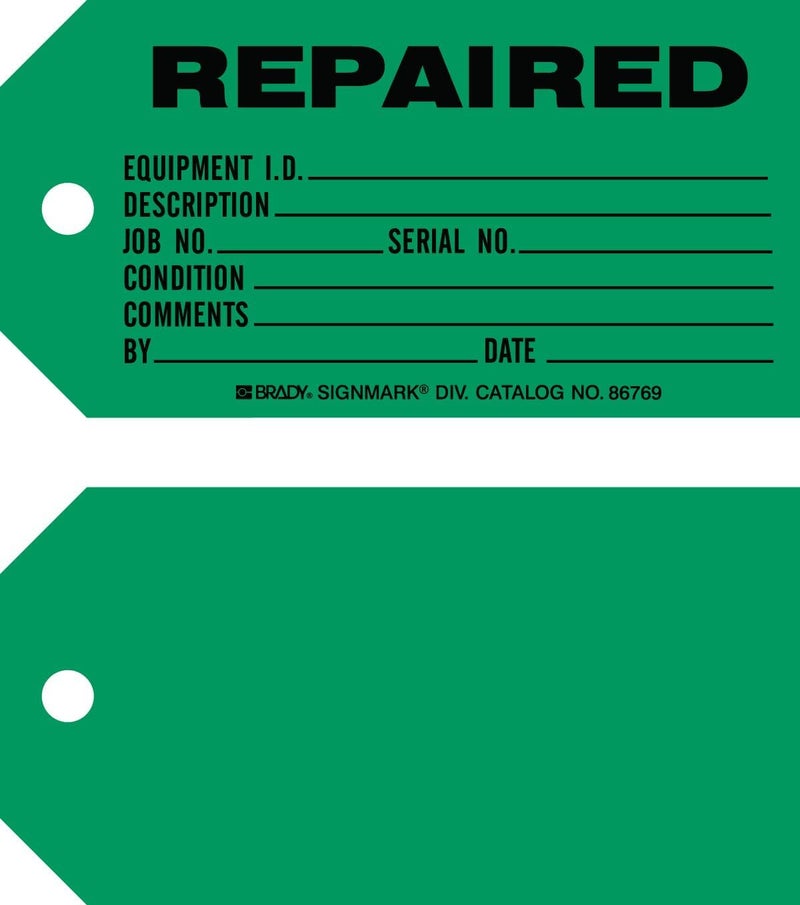 86778 3" Height x 5 3/4" Width, Cardstock (B-853), Black on Green Production Status Tags (100 Tags)