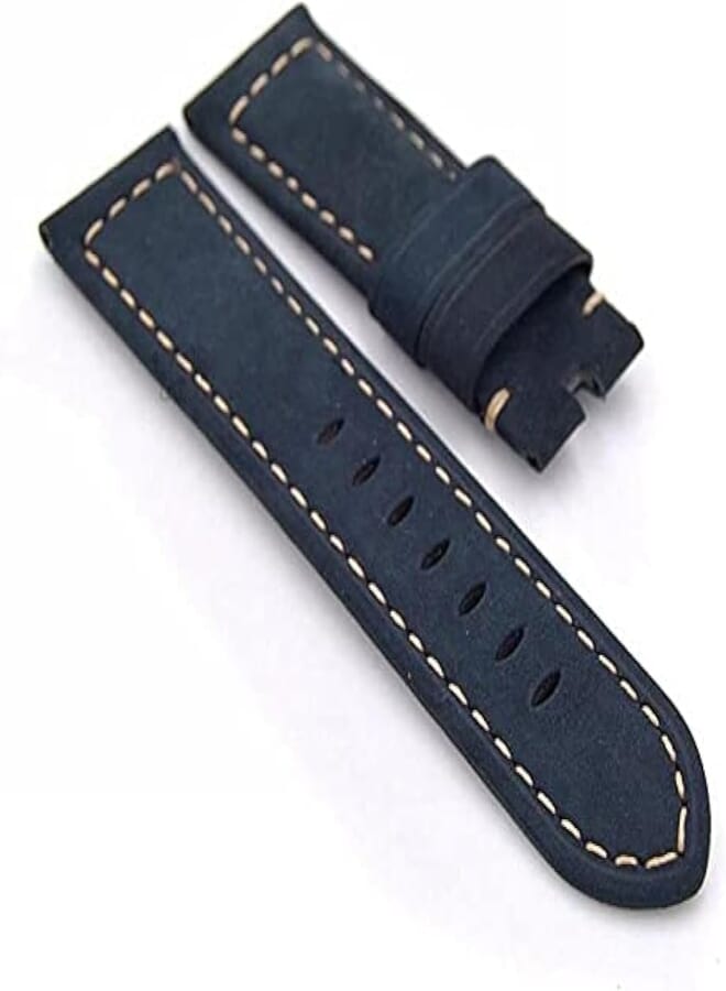 Bikson Handmade Leather Band with Black Stainless Steel Buckle for Samsung Gear S3 / Galaxy Watch 46mm / Huawei GT2 / Fossil - 22mm - Blue