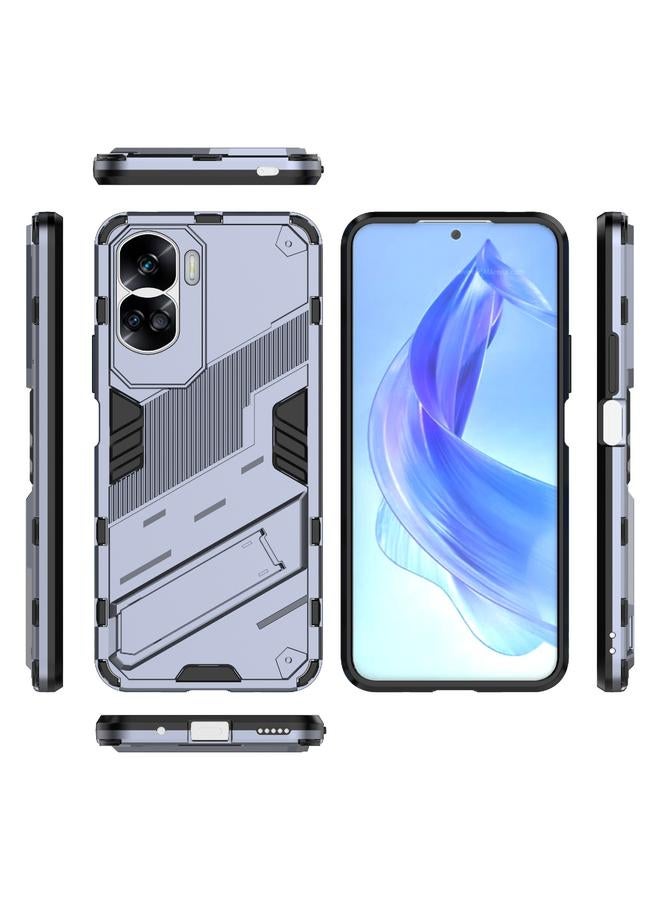 Green Tiger Case For Honor 90 Lite 5G Global Punk Armor 2 in 1 PC + TPU Phone Case with Holder - Image 2