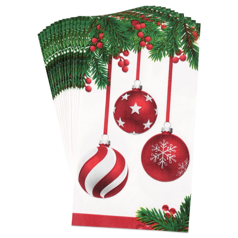 Homlouue Homlouue 100 PCS Christmas Napkins 3 Ply Disposable Christmas Paper Dinner Hand Napkins Pine Cone Guest Towels for Bathroom Home Kitchen Christams Xmas Holiday  - Image 1