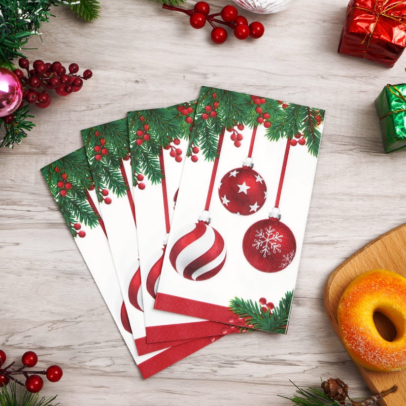 Homlouue Homlouue 100 PCS Christmas Napkins 3 Ply Disposable Christmas Paper Dinner Hand Napkins Pine Cone Guest Towels for Bathroom Home Kitchen Christams Xmas Holiday  - Image 2