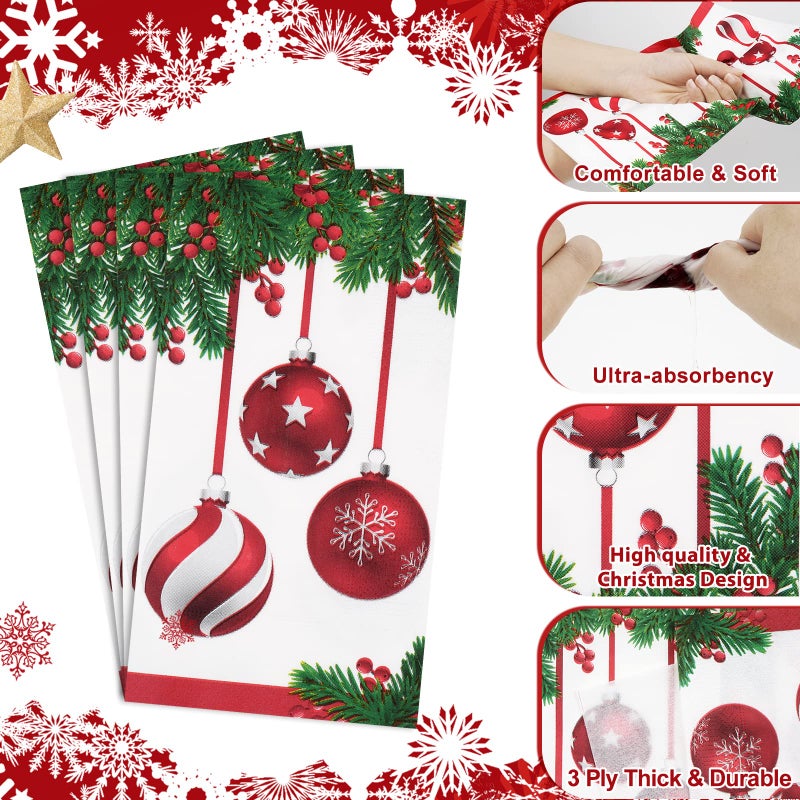 Homlouue Homlouue 100 PCS Christmas Napkins 3 Ply Disposable Christmas Paper Dinner Hand Napkins Pine Cone Guest Towels for Bathroom Home Kitchen Christams Xmas Holiday  - Image 4