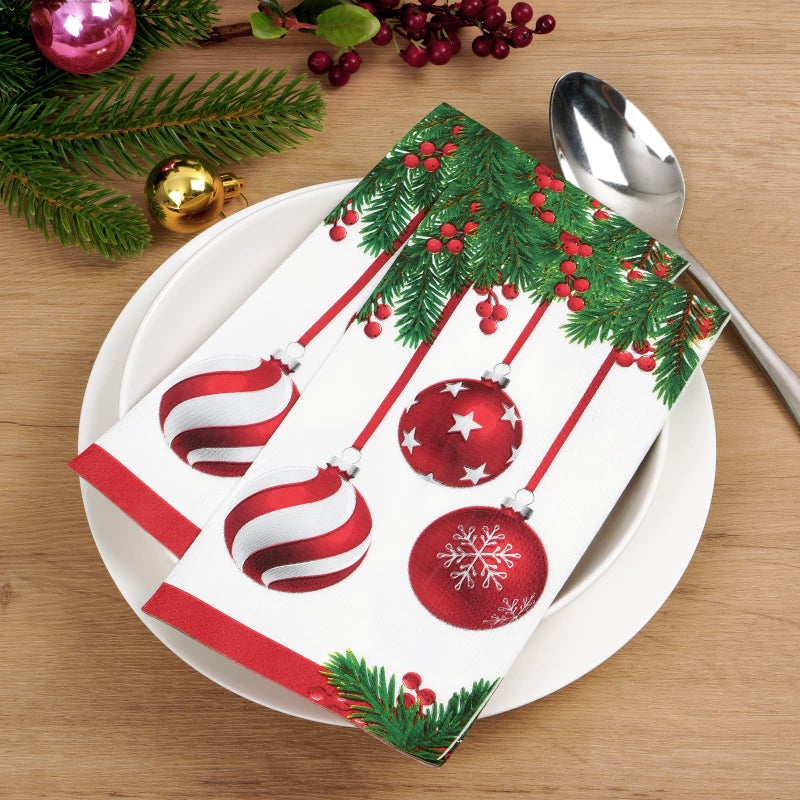 Homlouue Homlouue 100 PCS Christmas Napkins 3 Ply Disposable Christmas Paper Dinner Hand Napkins Pine Cone Guest Towels for Bathroom Home Kitchen Christams Xmas Holiday  - Image 3