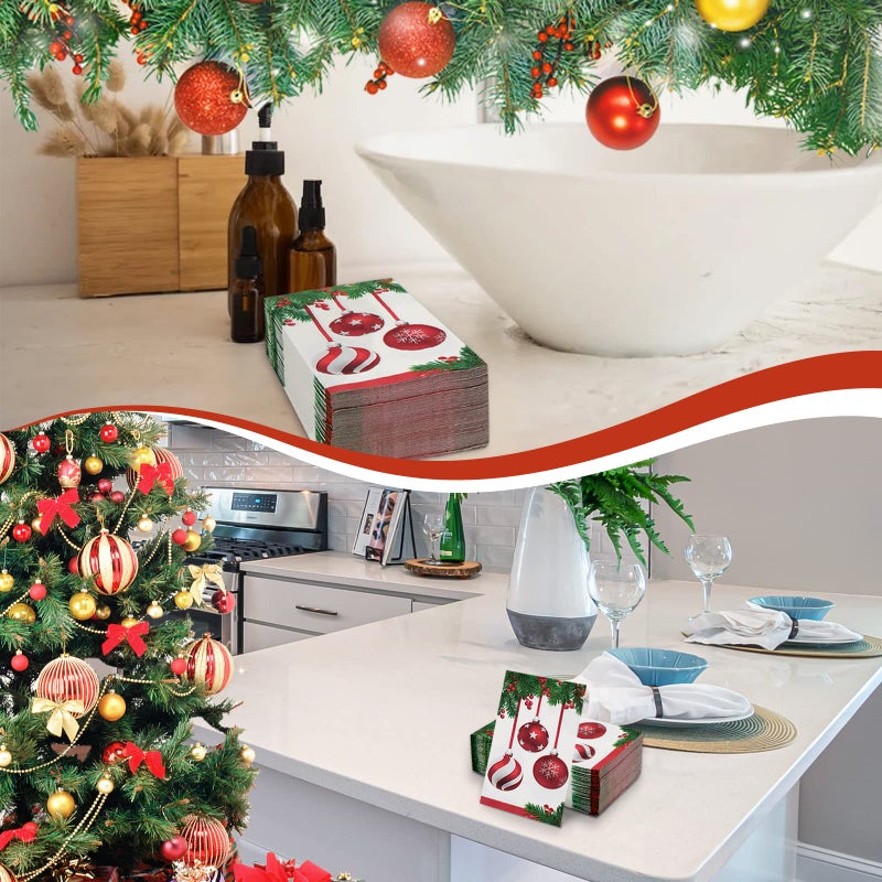 Homlouue Homlouue 100 PCS Christmas Napkins 3 Ply Disposable Christmas Paper Dinner Hand Napkins Pine Cone Guest Towels for Bathroom Home Kitchen Christams Xmas Holiday  - Image 5