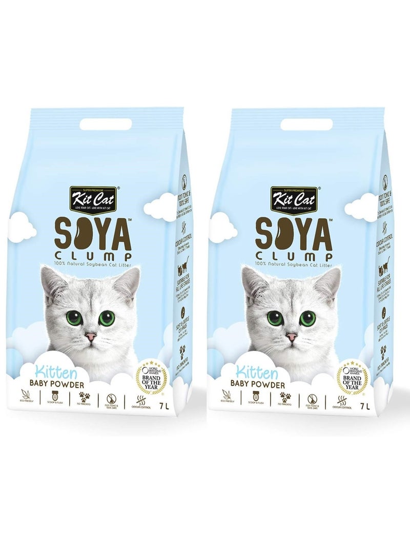 Kit Cat Kit Cat Soybean Litter Soya Clump Kitten Baby Powder 2X7L - Image 1