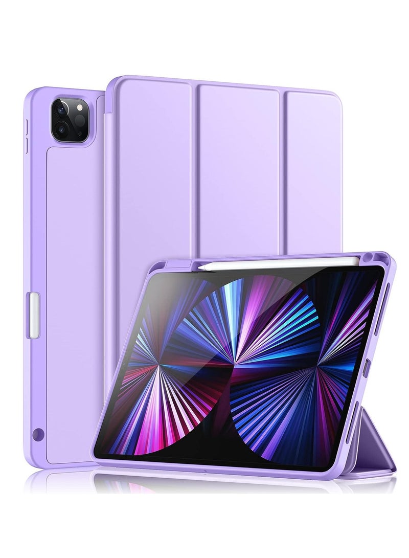 Case Compatible with iPad Pro 11 Inch 4th/3rd/2nd Generation with Pencil Holder for iPad Pro Case 11 Inch 2022/2021/2020 Slim Protective Cover with Soft Back Auto Wake/Sleep Purple
