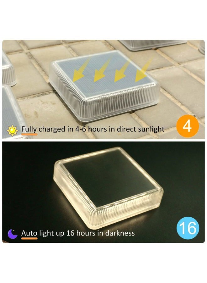 Lacasa 4-Pack Solar Decking Lights, Natural White 4000K LED Solar Powered Outdoor Step Lights, Light All Night, Waterproof for Garden Steps Patio Pathway Driveway Dock, Square - Image 3