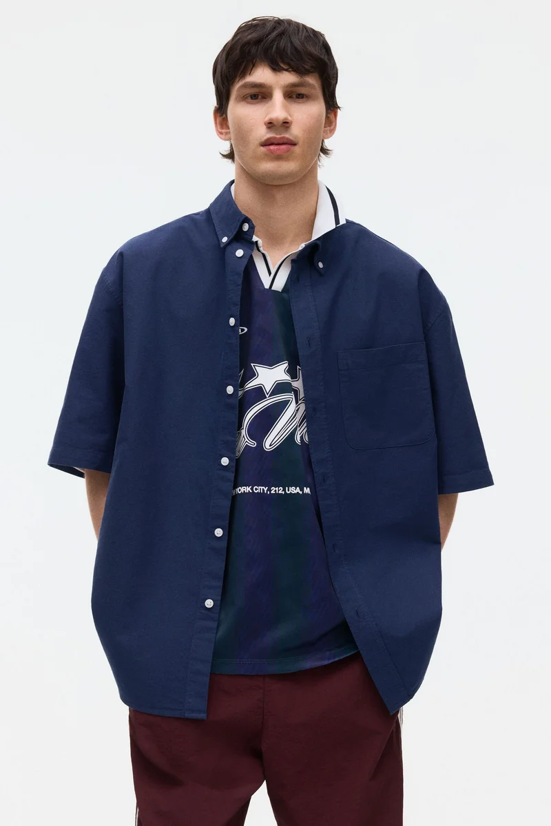 H&M Relaxed Fit Short-sleeved Oxford shirt