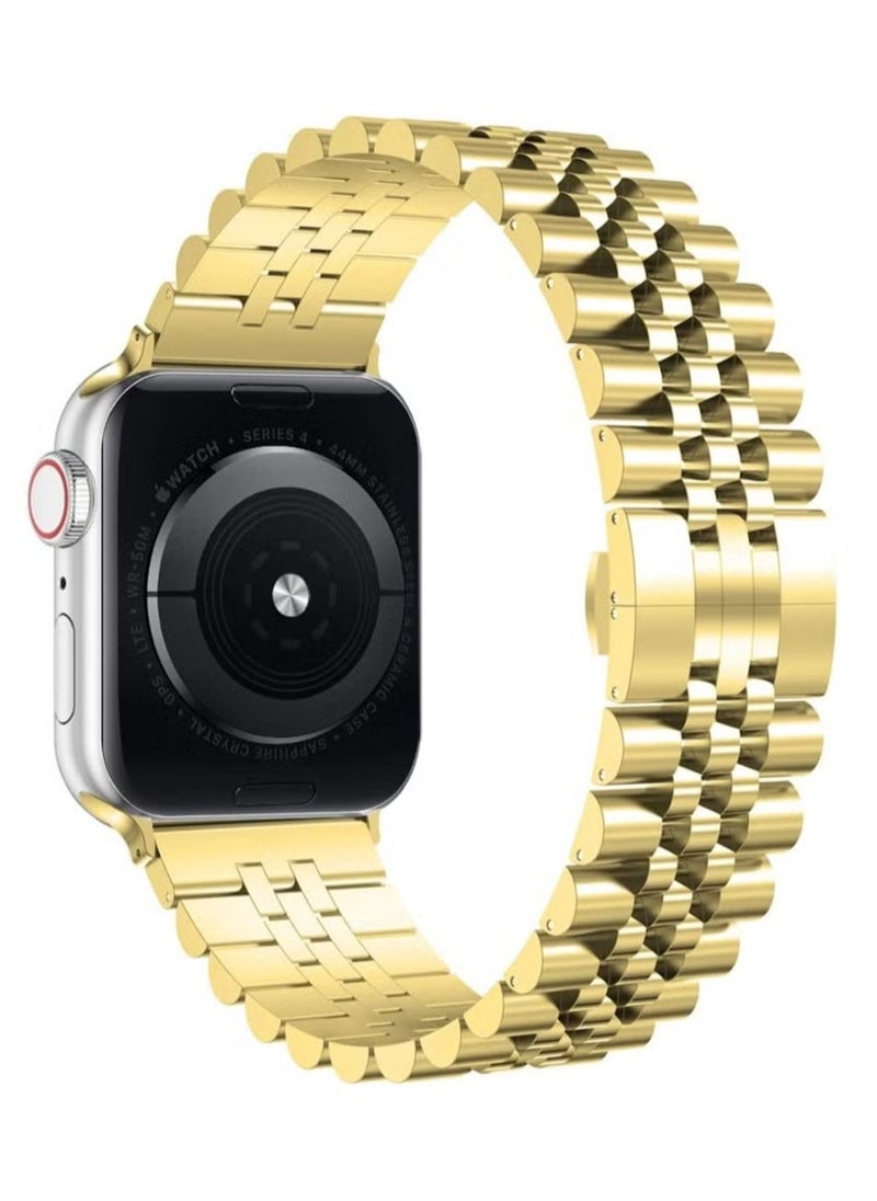 Compatible with Apple Watch Band 44mm 42mm 40mm 38mm Stainless Steel Heavy Band with Butterfly Folding Clasp Link Bracelet for iWatch Series 6/SE Series 5/4/3/2/1 - Image 1