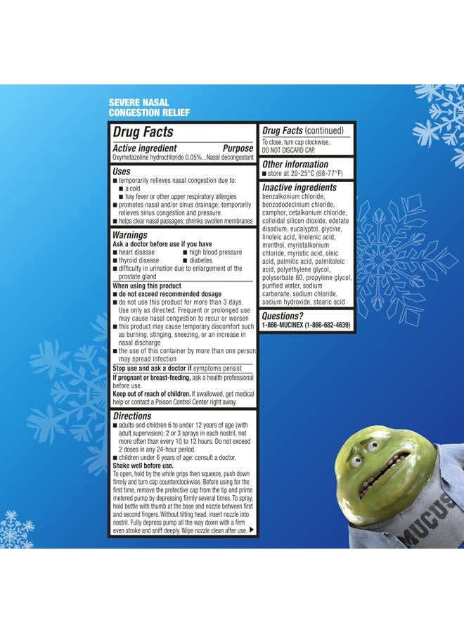 MUCINEX بخاخ أنف سينوس-ماكس مزيل الاحتقان، دواء بدون وصفة طبية لمدة 12 ساعة لتخفيف احتقان الجيوب الأنفية، مزيلات احتقان الأنف للبالغين واحتقان الجيوب الأنفية، منتج مهدئ بالمنثول، 0.75 أونصة سائلة - Image 2