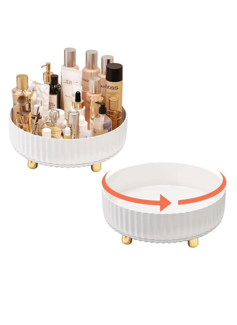 Arabest Lazy Susan Turntable Organizer, 360°Rotating Makeup Organizer with Thickened Guardrail, Round Spinning Organization for Pantry, Fridge, Countertop (White)  - Image 1