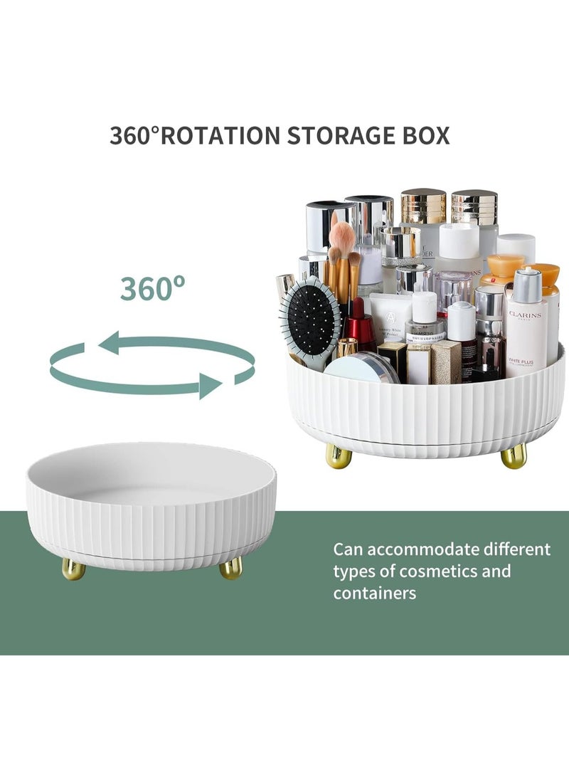 Arabest Lazy Susan Turntable Organizer, 360°Rotating Makeup Organizer with Thickened Guardrail, Round Spinning Organization for Pantry, Fridge, Countertop (White)  - Image 2
