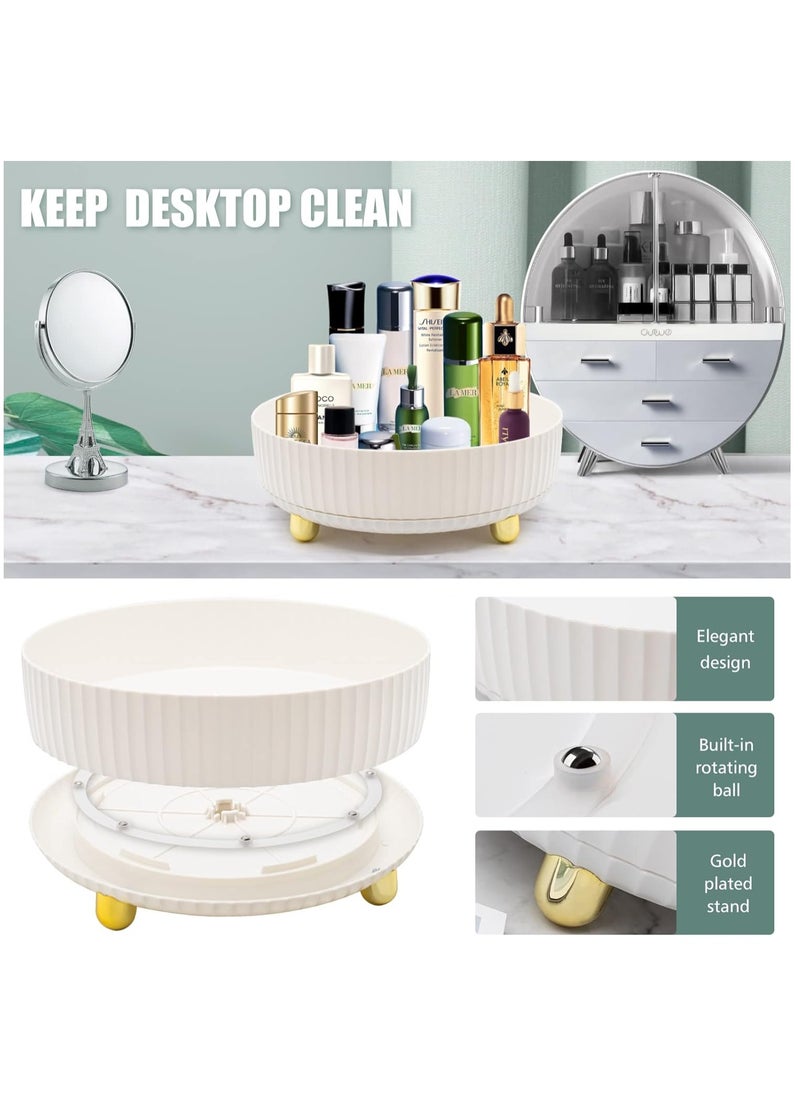 Arabest Lazy Susan Turntable Organizer, 360°Rotating Makeup Organizer with Thickened Guardrail, Round Spinning Organization for Pantry, Fridge, Countertop (White)  - Image 5