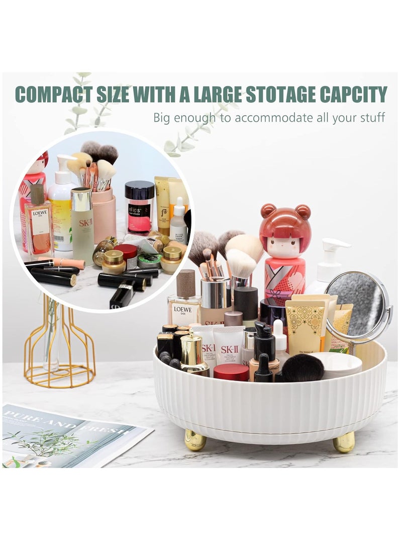 Arabest Lazy Susan Turntable Organizer, 360°Rotating Makeup Organizer with Thickened Guardrail, Round Spinning Organization for Pantry, Fridge, Countertop (White)  - Image 4