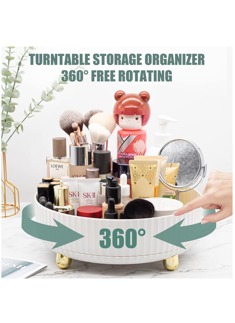 Arabest Lazy Susan Turntable Organizer, 360°Rotating Makeup Organizer with Thickened Guardrail, Round Spinning Organization for Pantry, Fridge, Countertop (White)  - Image 3