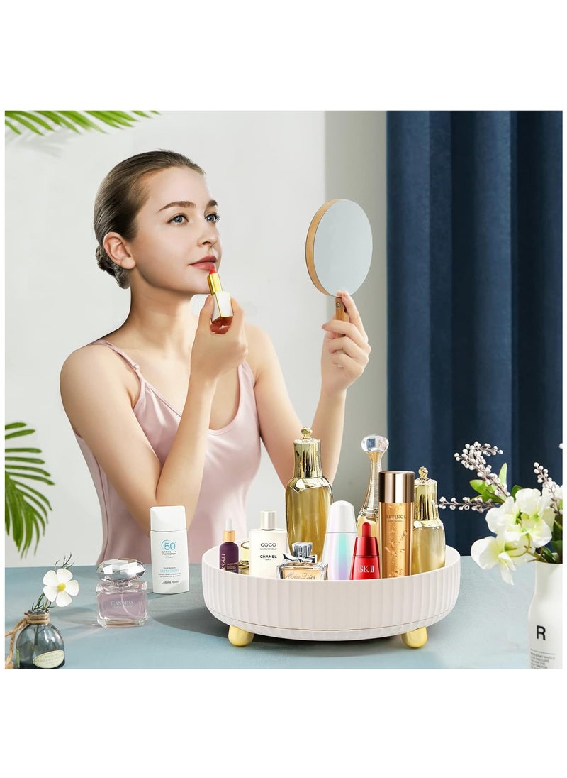 Arabest - Lazy Susan Turntable Organizer, 360°Rotating Makeup Organizer with Thickened Guardrail, Round Spinning Organization for Pantry, Fridge, Countertop (White) - Image 1