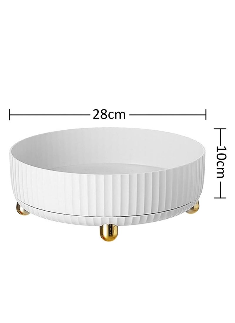 Arabest - Lazy Susan Turntable Organizer, 360°Rotating Makeup Organizer with Thickened Guardrail, Round Spinning Organization for Pantry, Fridge, Countertop (White) - Image 1