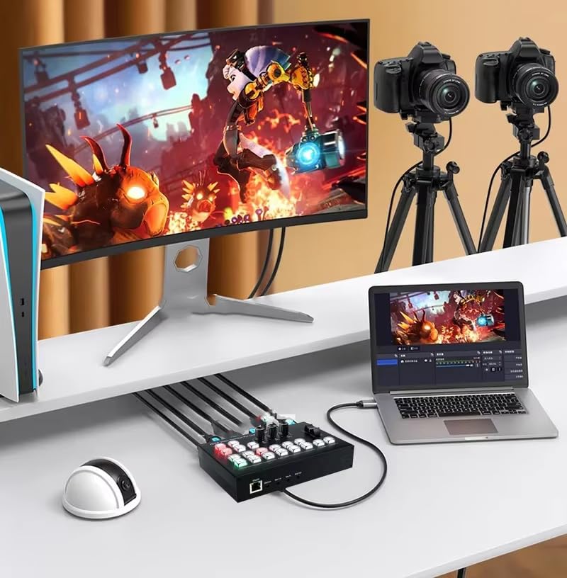 MICROWARE FHD 4 Channels HDMI Video switcher for Live Streaming Support HD Embedded Audio and External Analog Audio, Video switcher for Live Streaming 4 in 2 Out HDMI Video switcher - Image 5