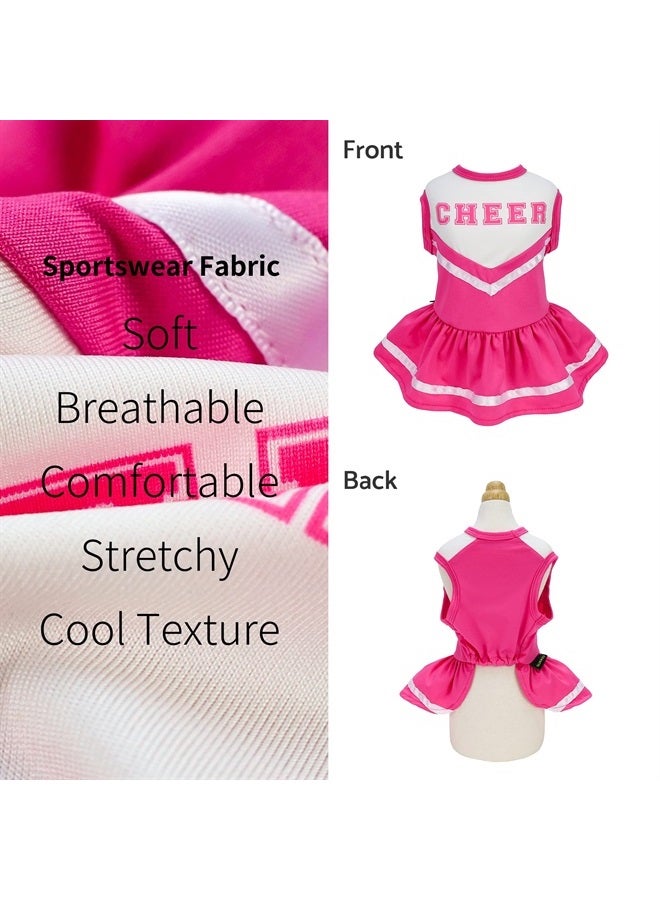 Fitwarm Cheerleader Dog Costume, Sporty Cheer Dog Dress for Small Dogs Girl, Pet Clothes Cat Outfits, Pink White, Medium  - Image 3