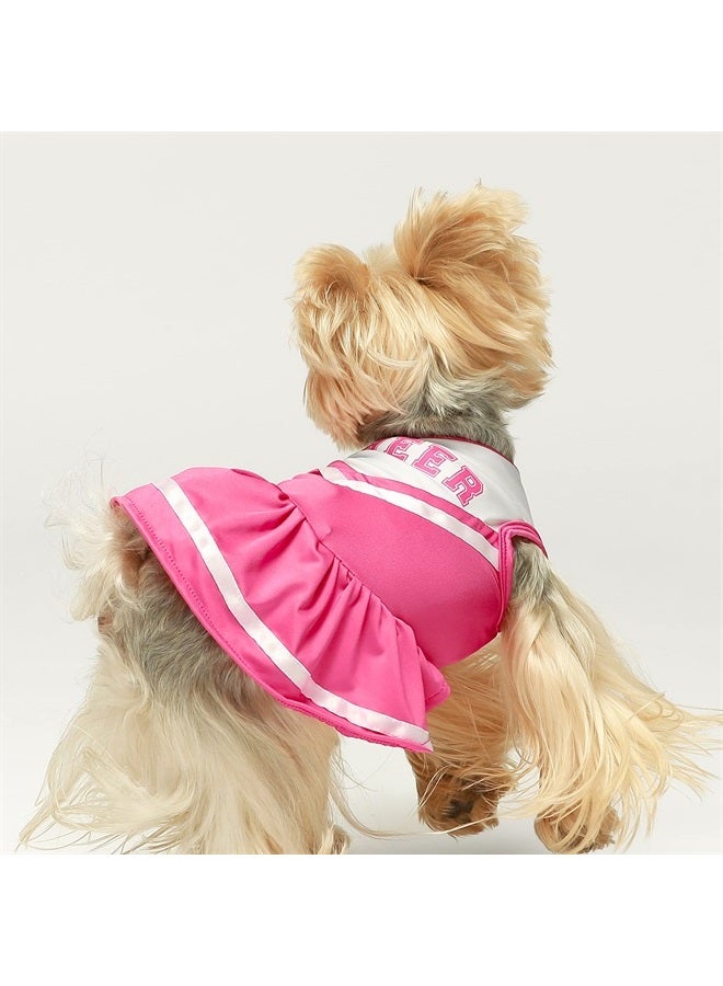 Fitwarm Cheerleader Dog Costume, Sporty Cheer Dog Dress for Small Dogs Girl, Pet Clothes Cat Outfits, Pink White, Medium  - Image 2
