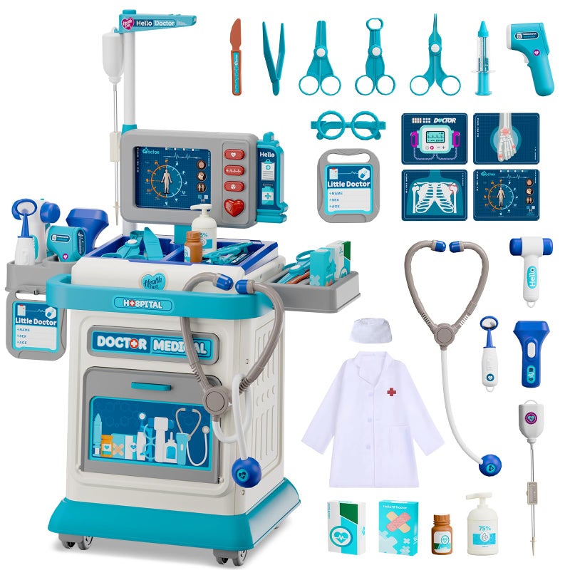 AuroTops Doctor Kit for Toddlers 3-5, 26 Pcs Doctor Play Set for Kids Ages 3-8,Role Play Toy Medical Cart Doctor Toys Educational Toys for Boys & Girls Birthday Gifts - Image 1