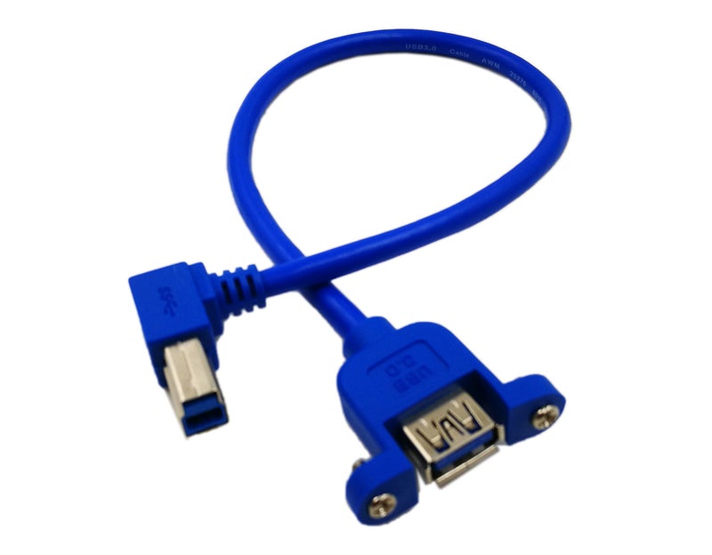 zdyCGTime 12" Panel Mount USB 3.0 A Female to Right Angled USB B Male Extension Cable with Screws(Blue) - Image 3