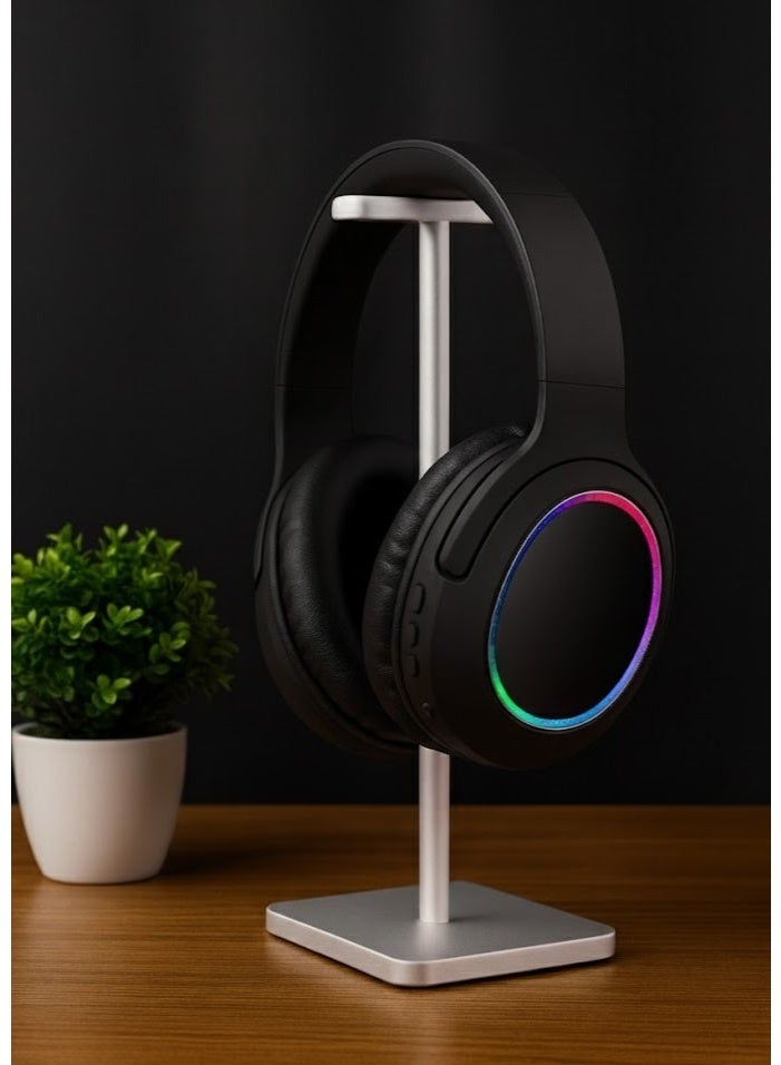 Jnuobi سماعة رأس JNUOBI H2 عازلة للضوضاء بصوت عالي الدقة وإضاءة LED ملونة وجودة استريو احترافية - لون اسود - Image 5