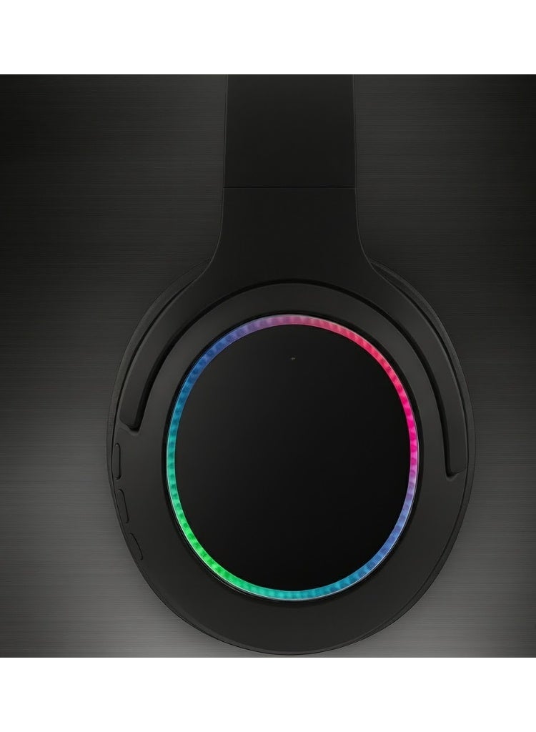 Jnuobi سماعة رأس JNUOBI H2 عازلة للضوضاء بصوت عالي الدقة وإضاءة LED ملونة وجودة استريو احترافية - لون اسود - Image 4