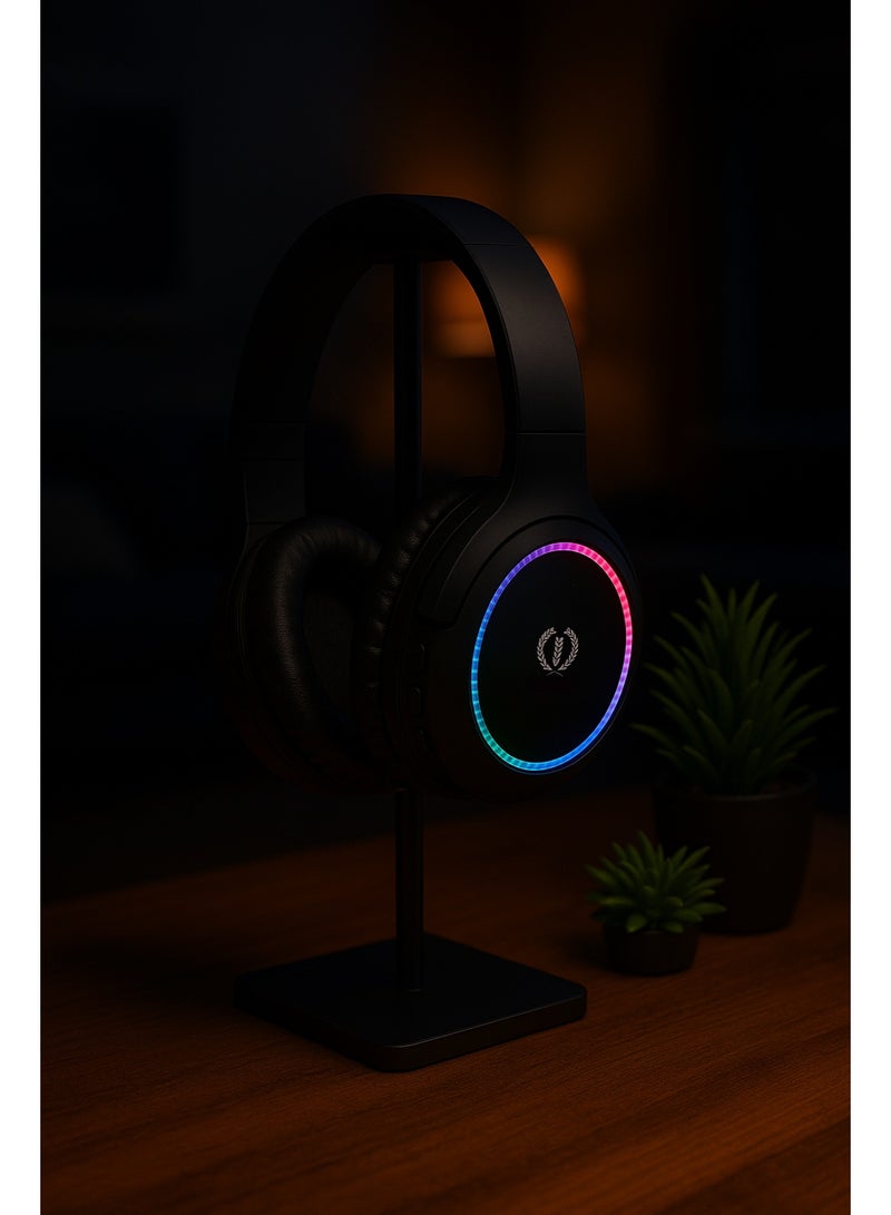 Jnuobi سماعة رأس JNUOBI H2 عازلة للضوضاء بصوت عالي الدقة وإضاءة LED ملونة وجودة استريو احترافية - لون اسود - Image 3