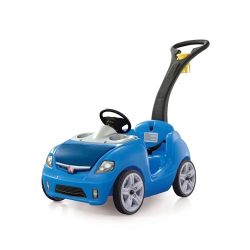Step2 Whisper Ride II Kids Push Car RideOn Car with Seat Belt and Horn Toddlers and Preschoolers Ages 18 Months4 Years Max Weight 50 lbs Quick Fold Handle Stroller Alternative Blue - Image 1