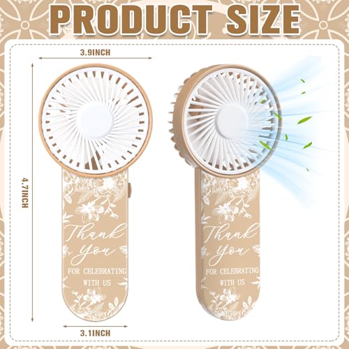 Tujoe 100 Pcs Wedding Handheld Fans for Guests Mini Personal Portable Fans Bulk Thank You for Celebrating with Us Fan for Wedding Bridal Shower Party Favors Summer Travel (Beige Botanical Lace) - Image 3