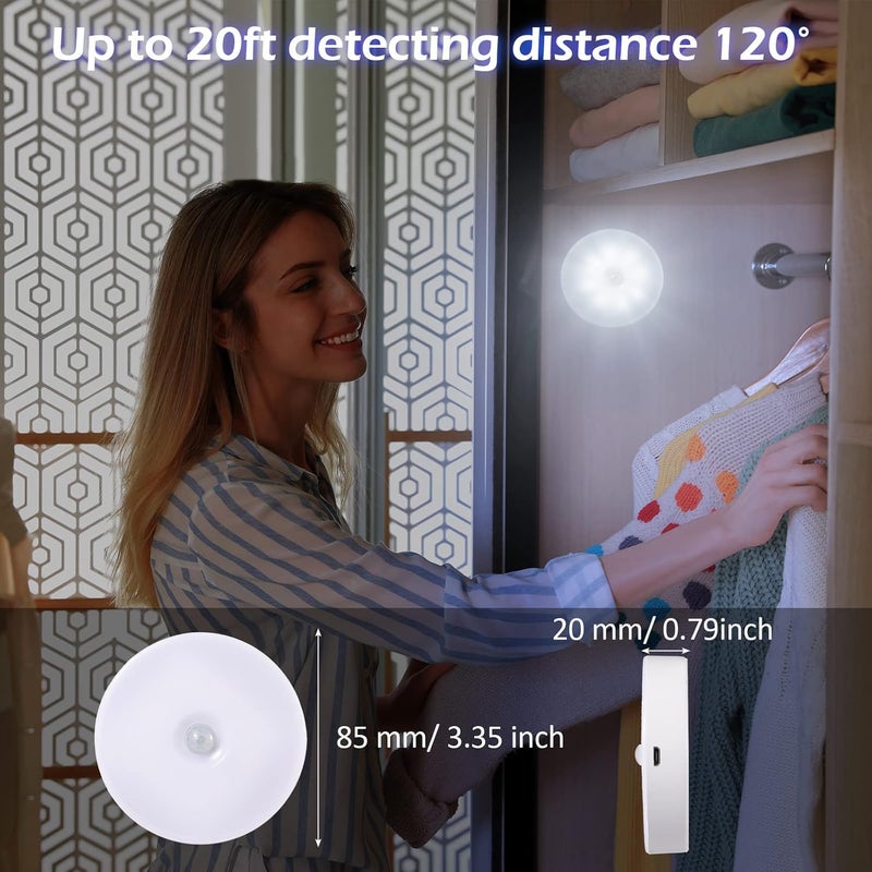 Hortsun 16 Pcs LED Rechargeable Motion Sensor Lights Powered USB Smart Stair Closet Night Lights for Indoor - Image 5