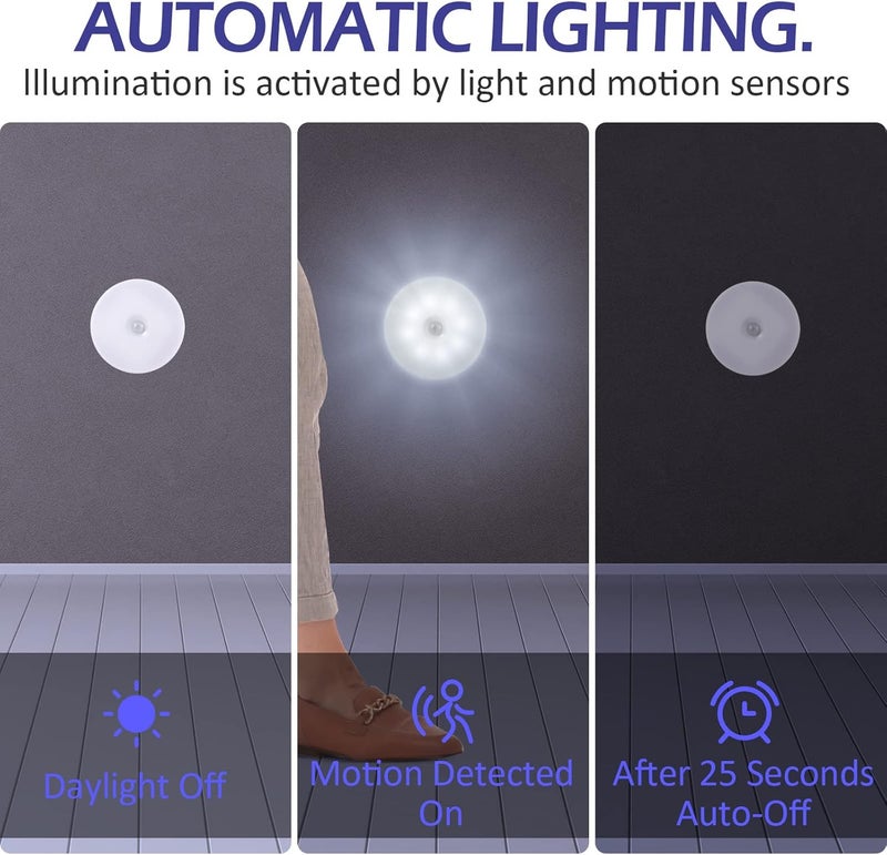 Hortsun 16 Pcs LED Rechargeable Motion Sensor Lights Powered USB Smart Stair Closet Night Lights for Indoor - Image 4